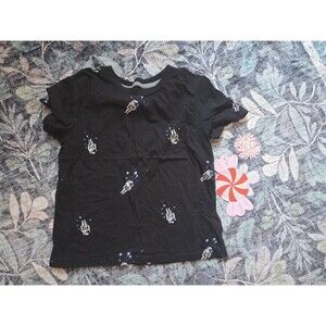 Old Navy Boys M 8 Black Graphic Space Astronaut Crew Neck Short Sleeve T-Shirt